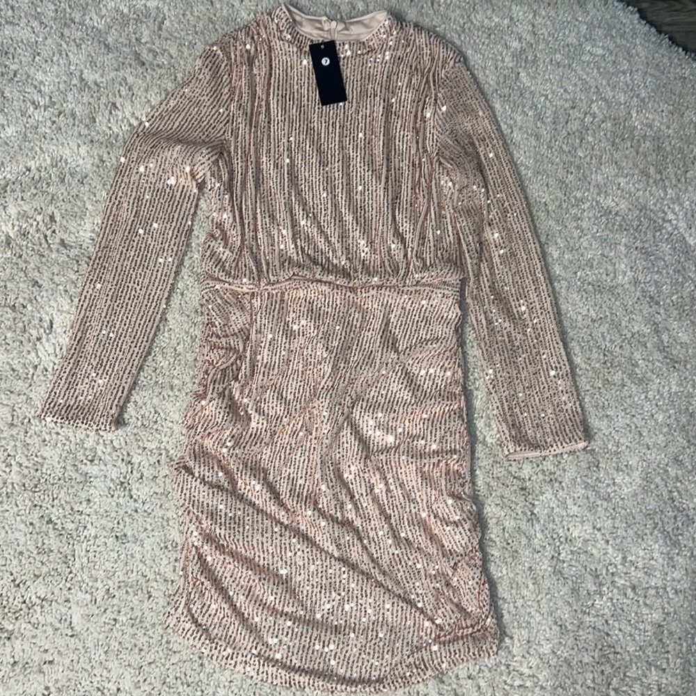 Kara and Kate light pink long sleeve cocktail dress.